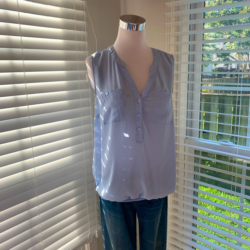New York & Co. Light Blue Sheer Work Top